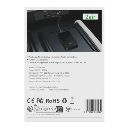 Беcпроводной адаптер Carlinkit 2Air (5.0) Apple CarPlay и Android Auto